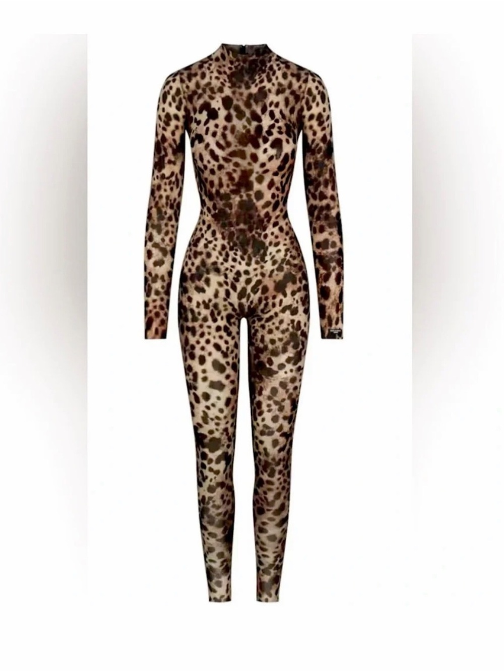 Dolce & Gabbana Leopard-Print Long Sleeve Jumpsuit - Brown/Beige